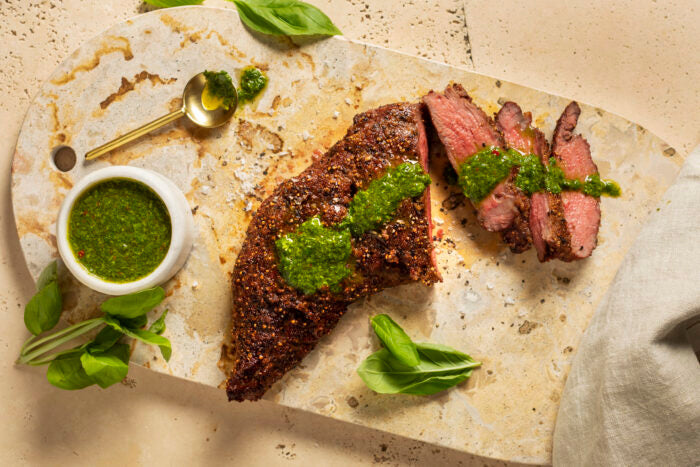 Low n’ slow 56ᵒC smoked tri-tip with chimichurri